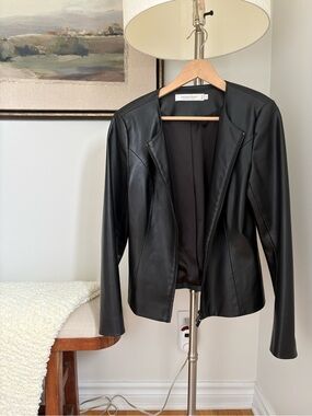 Black Faux-Leather Zip Jacket
